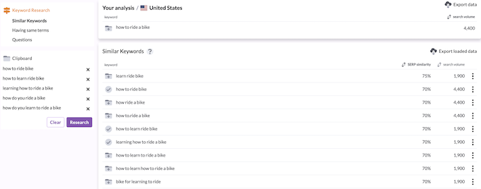 Surfer - Keyword Research