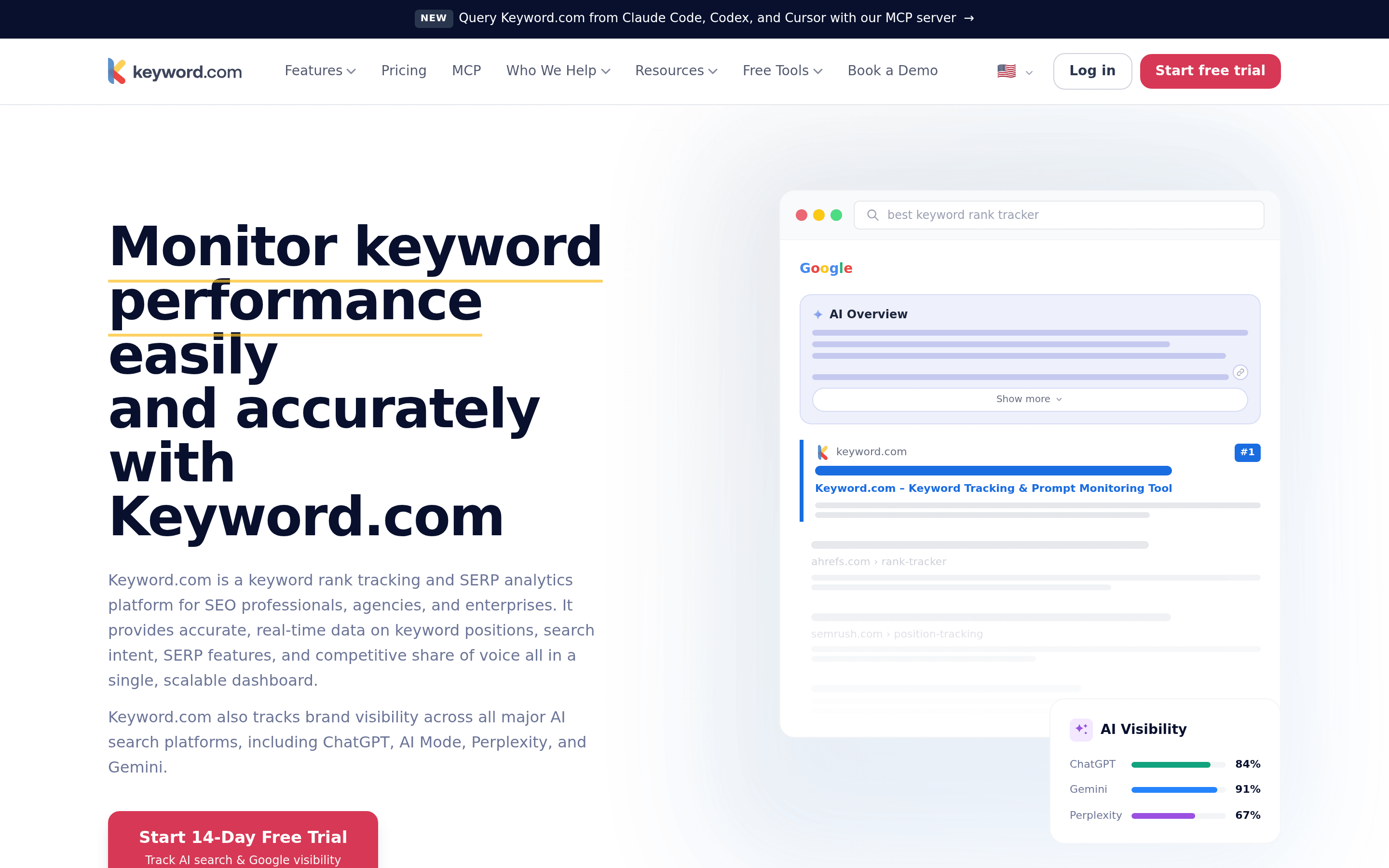 Keyword.com AI Tracker homepage