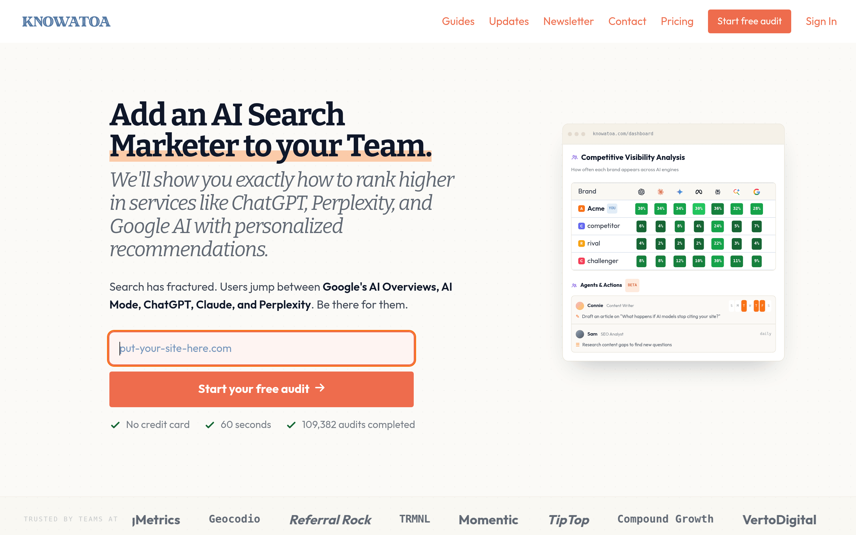 Knowatoa AI homepage