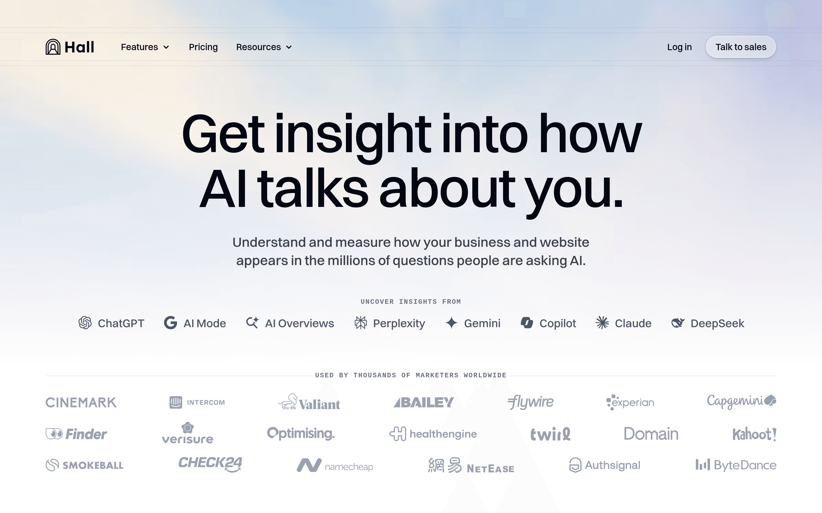 Hall AI homepage