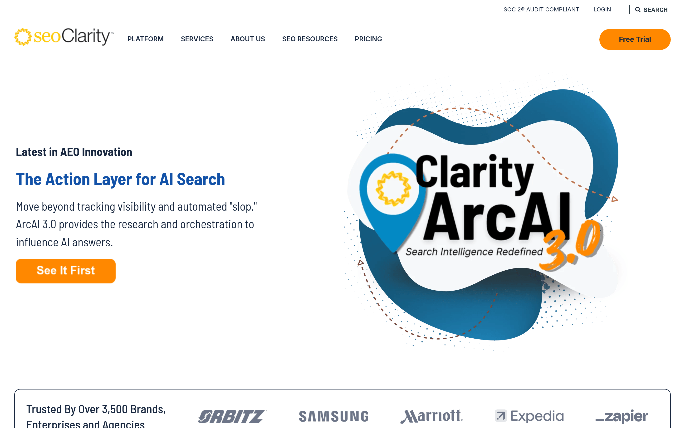 seoClarity ArcAI homepage