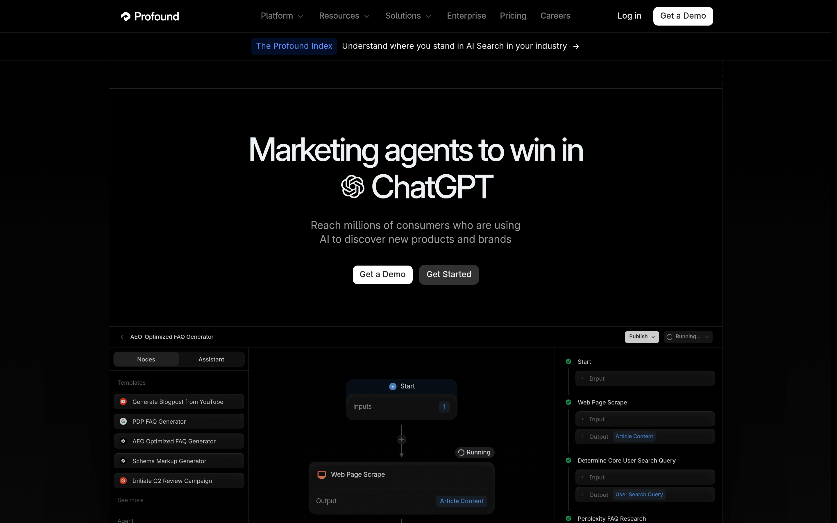 Profound homepage