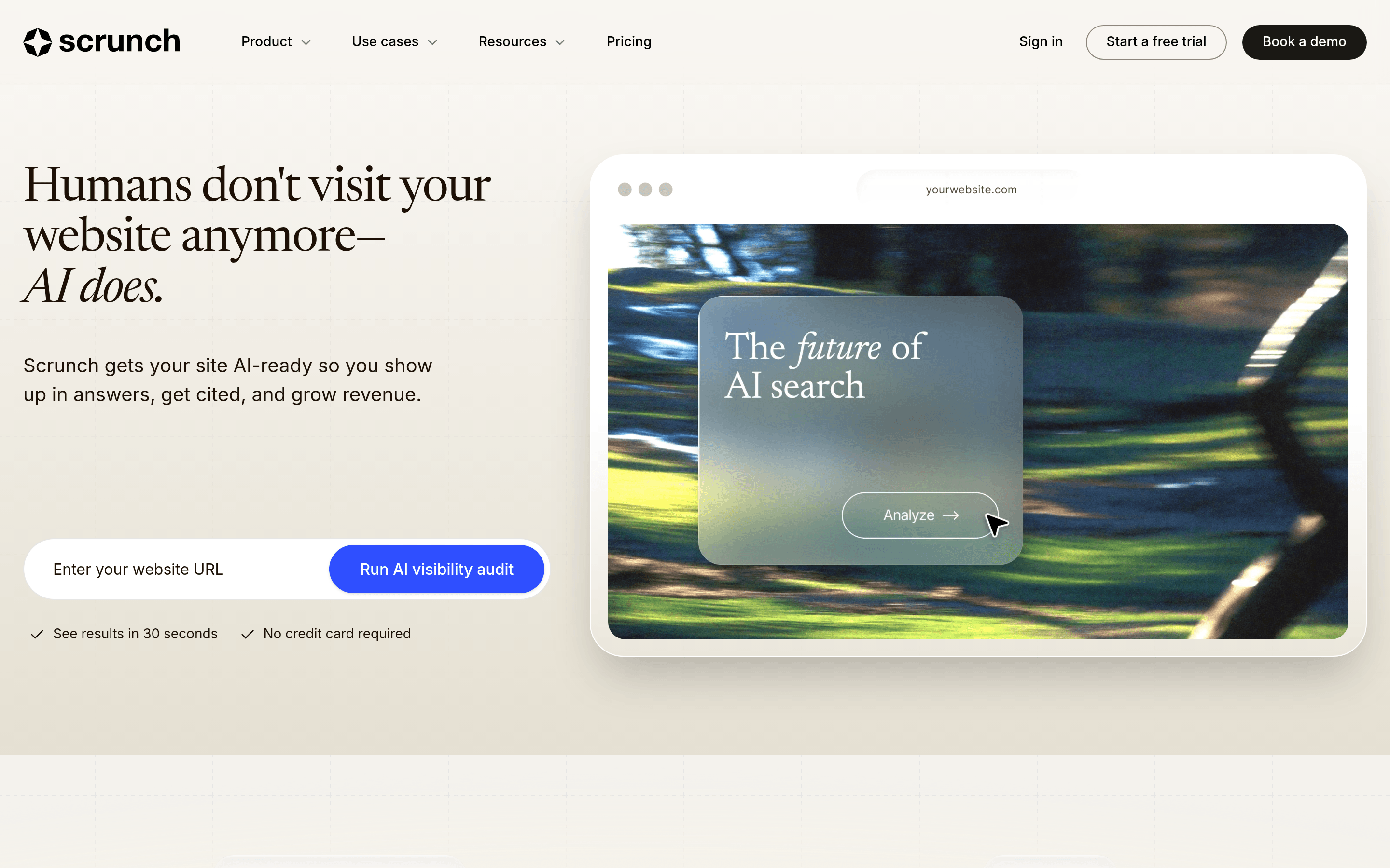 Scrunch AI homepage