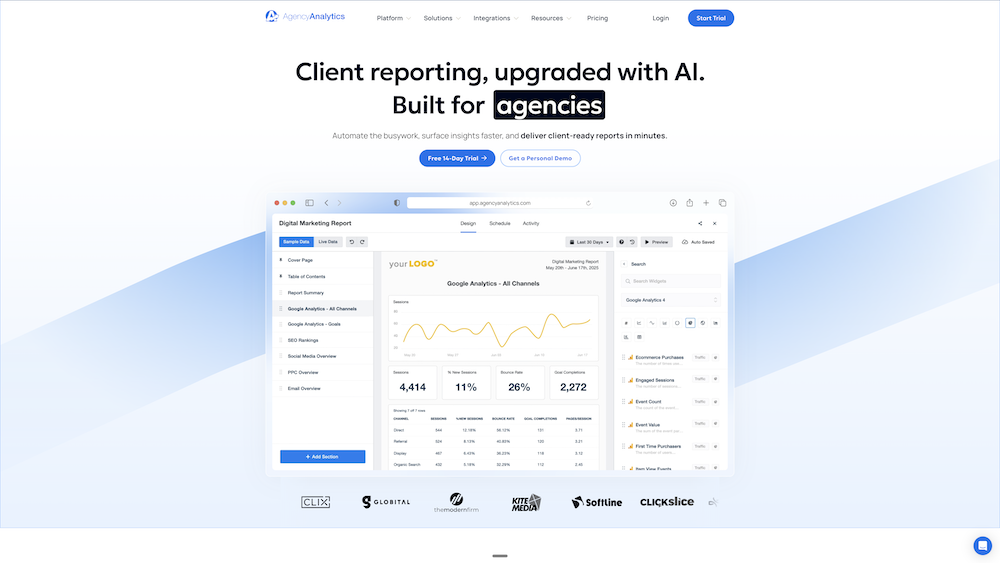 AgencyAnalytics white-label client dashboard