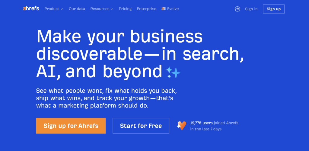 Ahrefs homepage