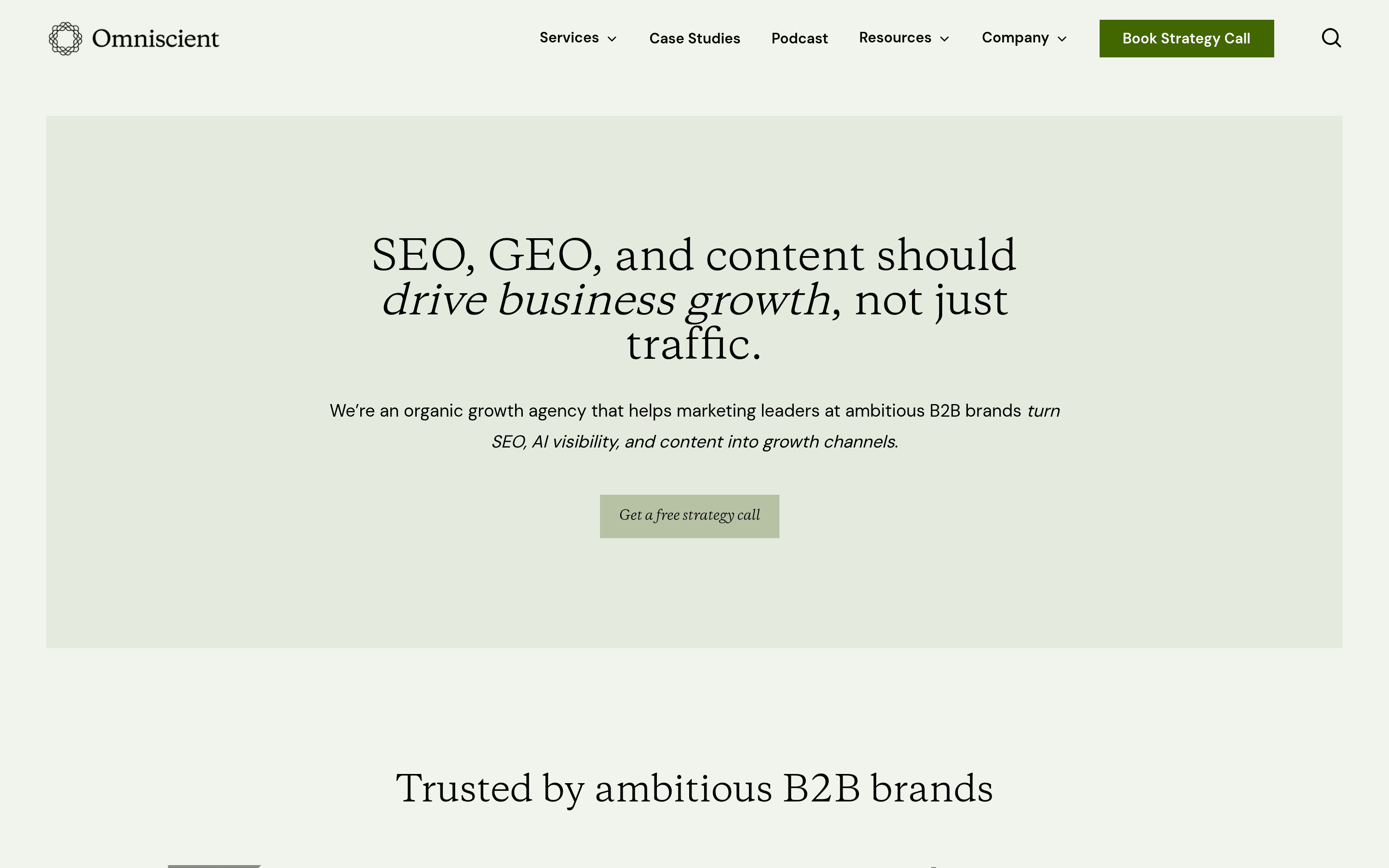 Omniscient Digital editorial B2B content agency homepage