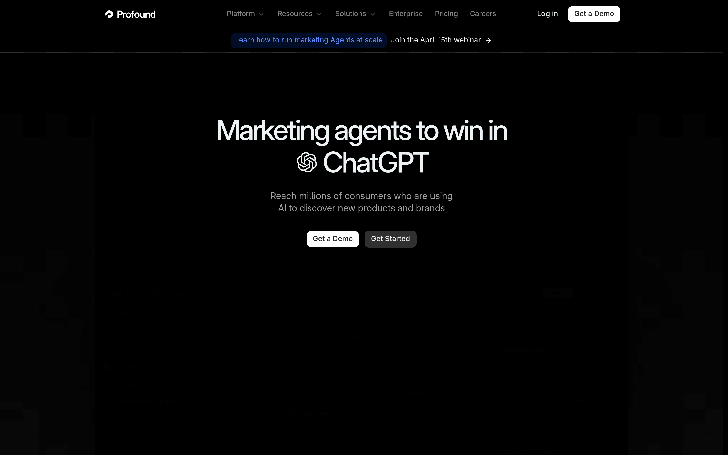 Profound AI visibility platform showing prompt tracking and citation analysis