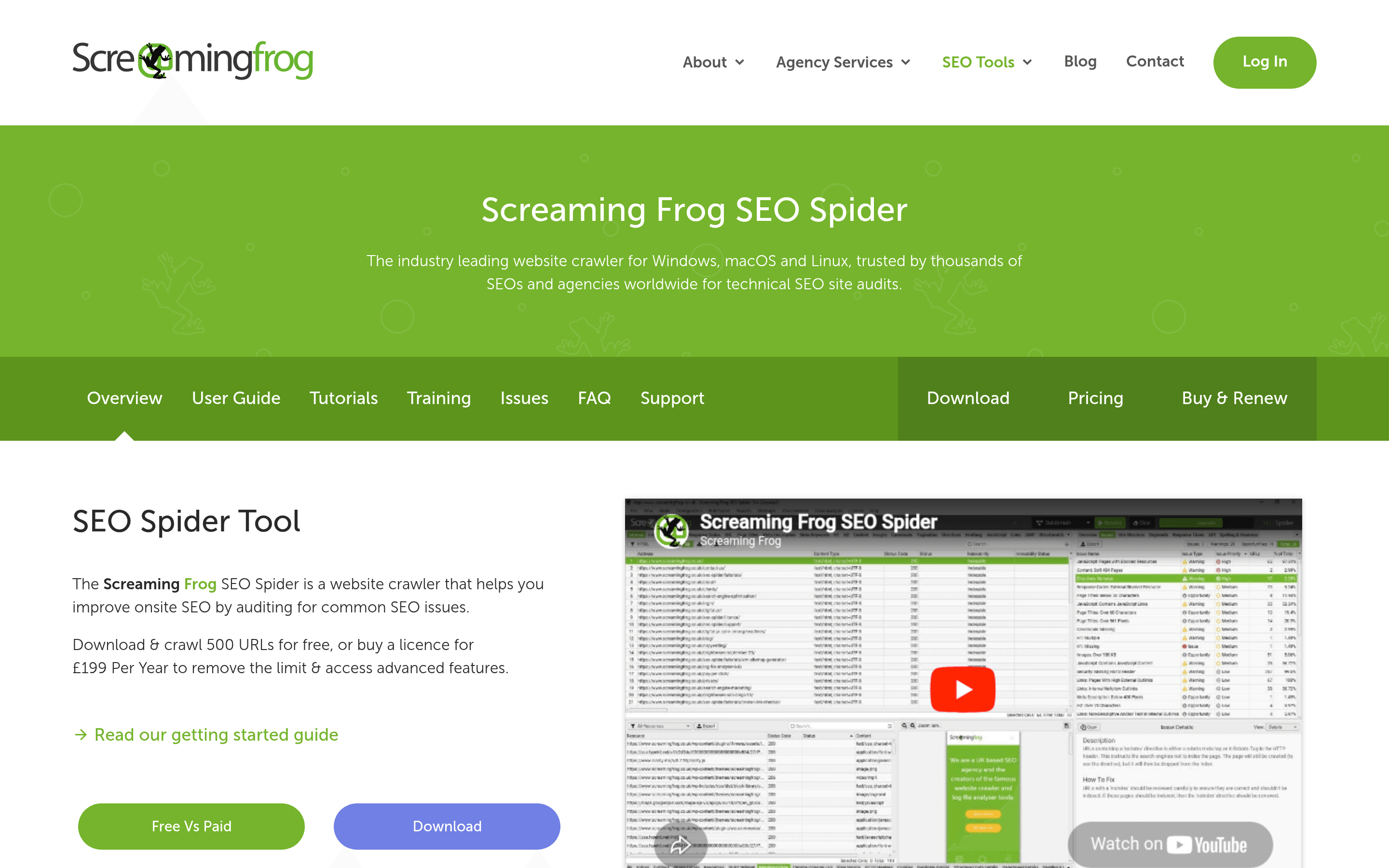Screaming Frog SEO Spider desktop crawler homepage