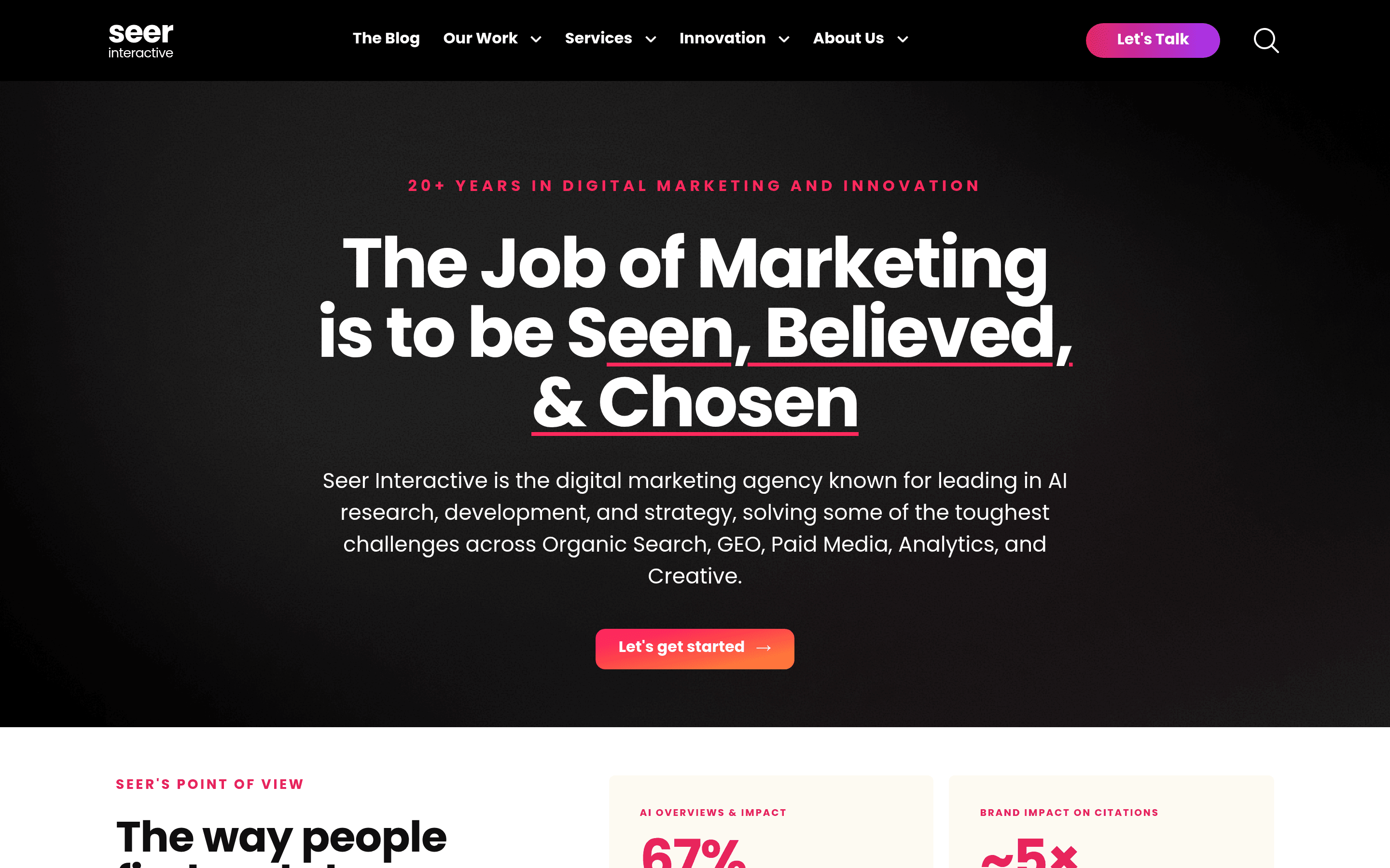Seer Interactive analytics-first SEO agency homepage