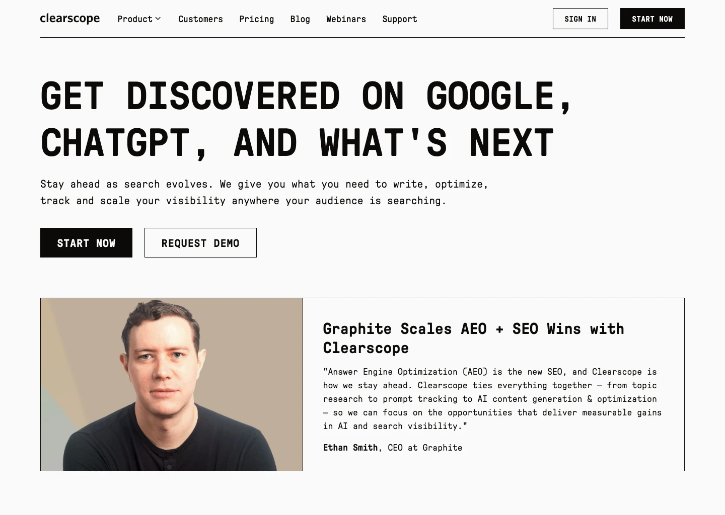 Clearscope home page