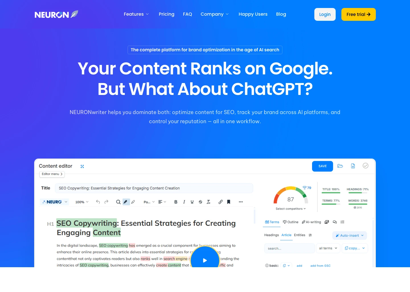 NeuronWriter home page